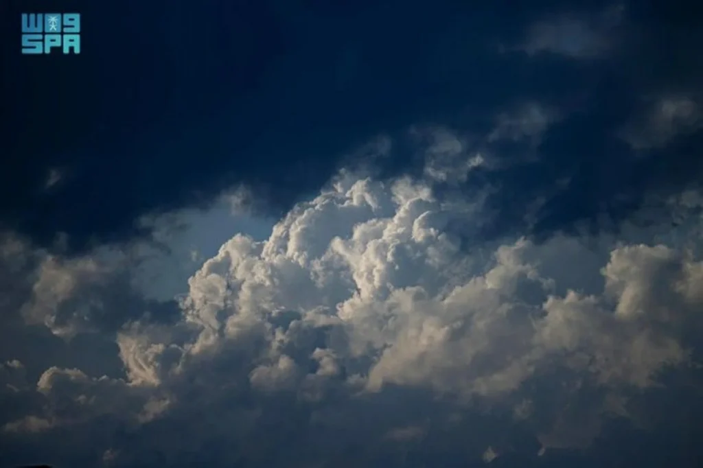 Clouds swirl over Taif mountains as cool weather draws visitors outdoors